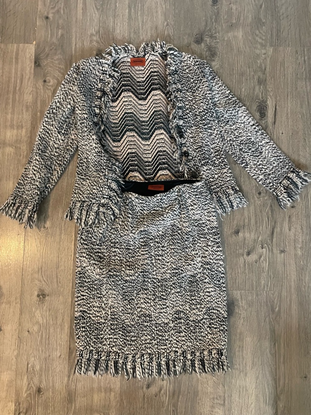 Missoni Black Cream Tan Zigzag Knit Piece